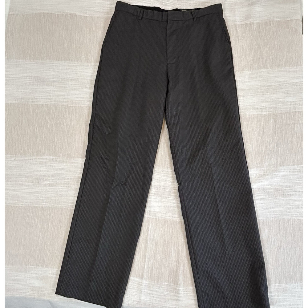Banana Republic Mens Wool/Poly Dress Pants Gray Stripe Sz 36x34 (actual 35x33.5)